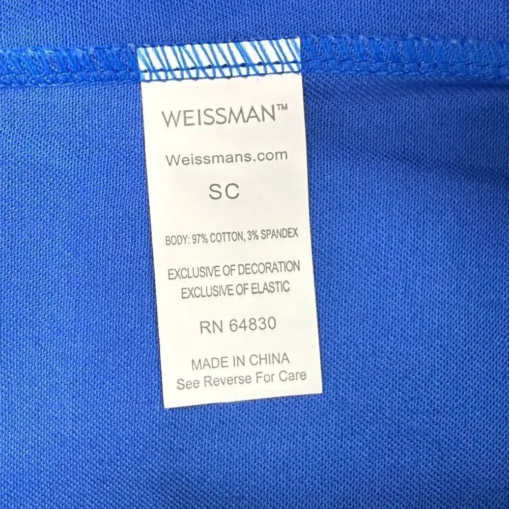 Weissman Dance Wear Sequin Short Sleeve Top and Cotton Bright Blue Shortalls Set